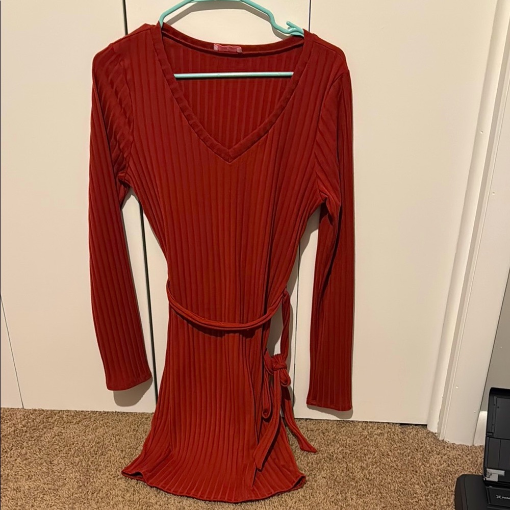 Pink Lily Boutique Spend the Weekend red knit sweater dress